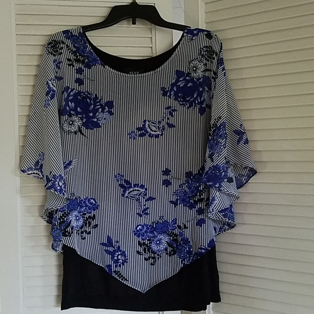 Ladies flair overlay shawled top